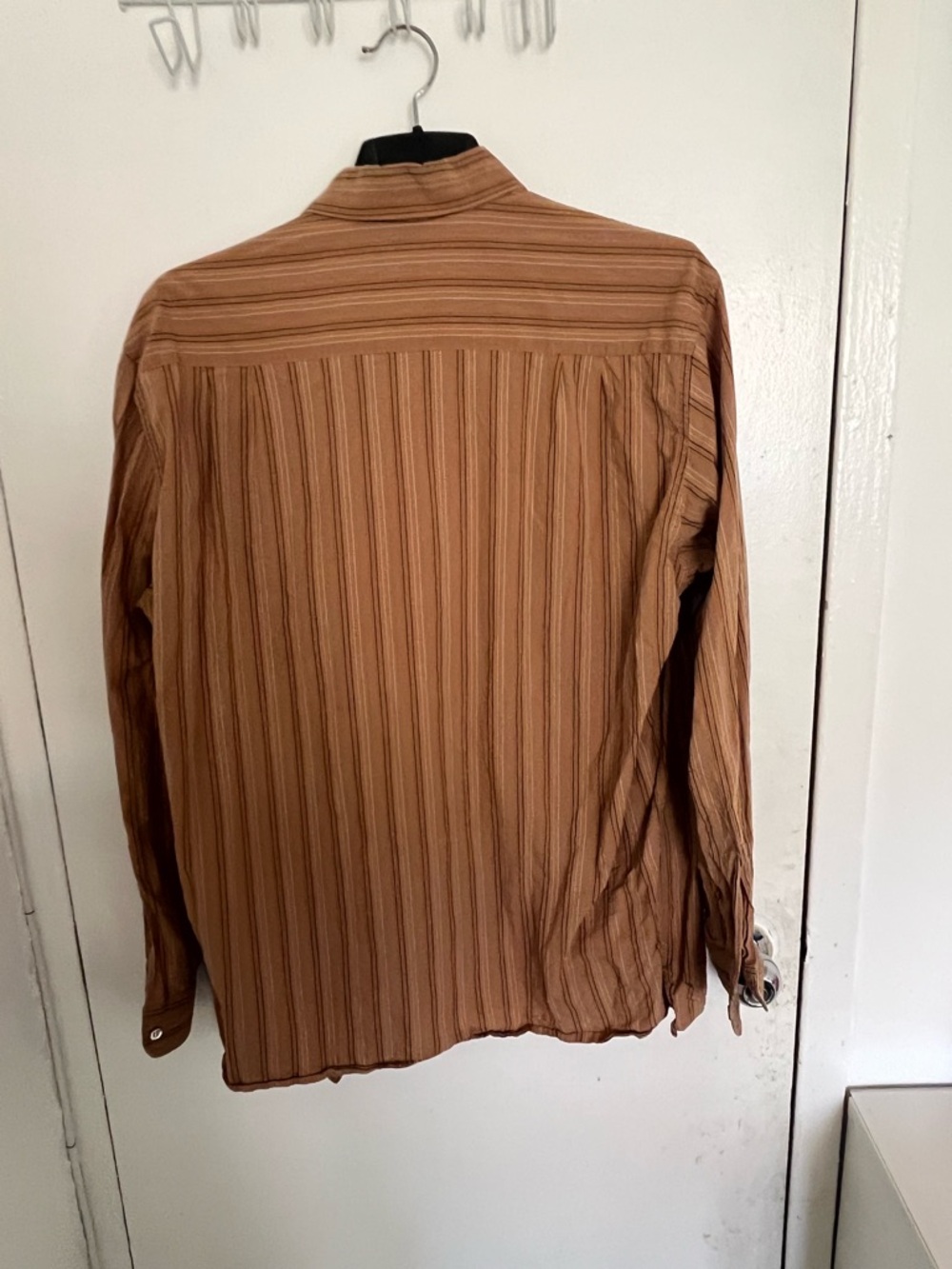 Ermenegildo Zegna Tan Shirt with Thin Blue & Black Stripes - Picture 2 of 7